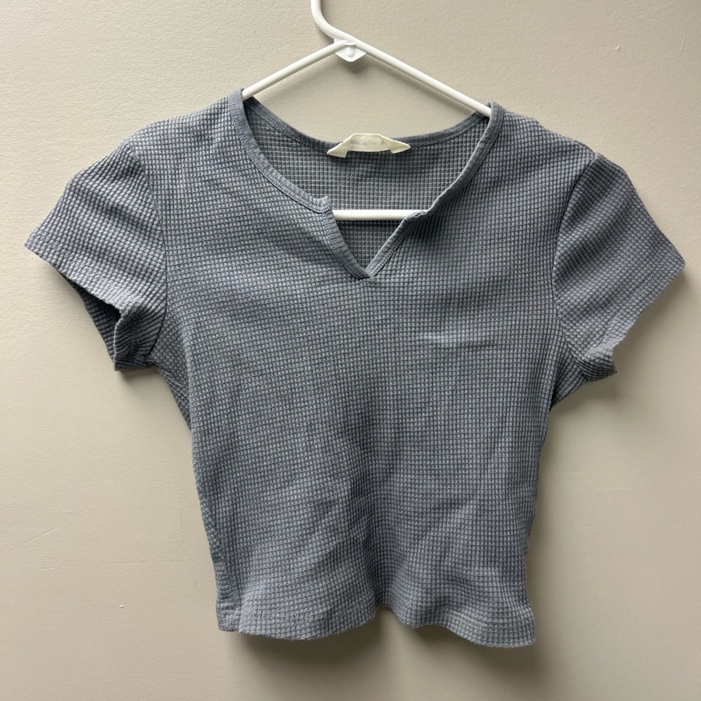 Bluenotes Women’s Grey Cropped Waffle T Shirt‎